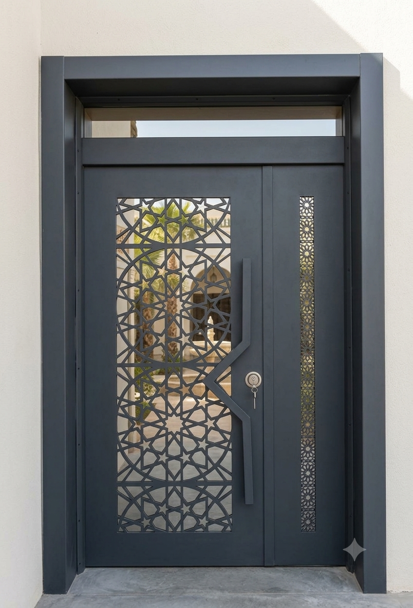 Illustration d’une porte métallique à décor ajouré
