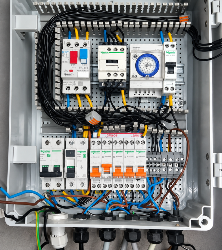 Composants et raccordements d’un coffret électrique